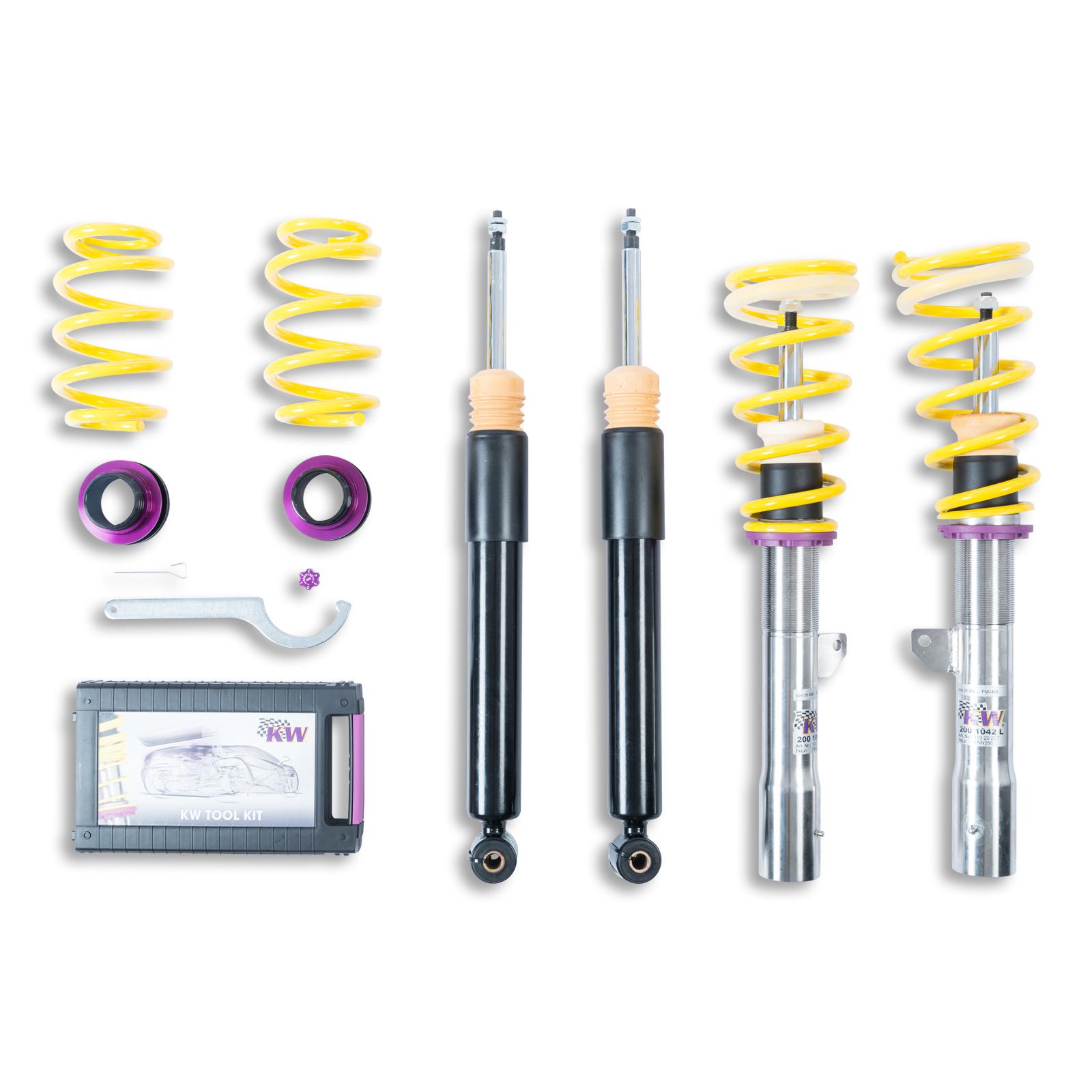 VW Golf 8R KW Gewindefahrwerk Variante 1 inox (inkl. Stilllegung f. elektr. Dämpfer)